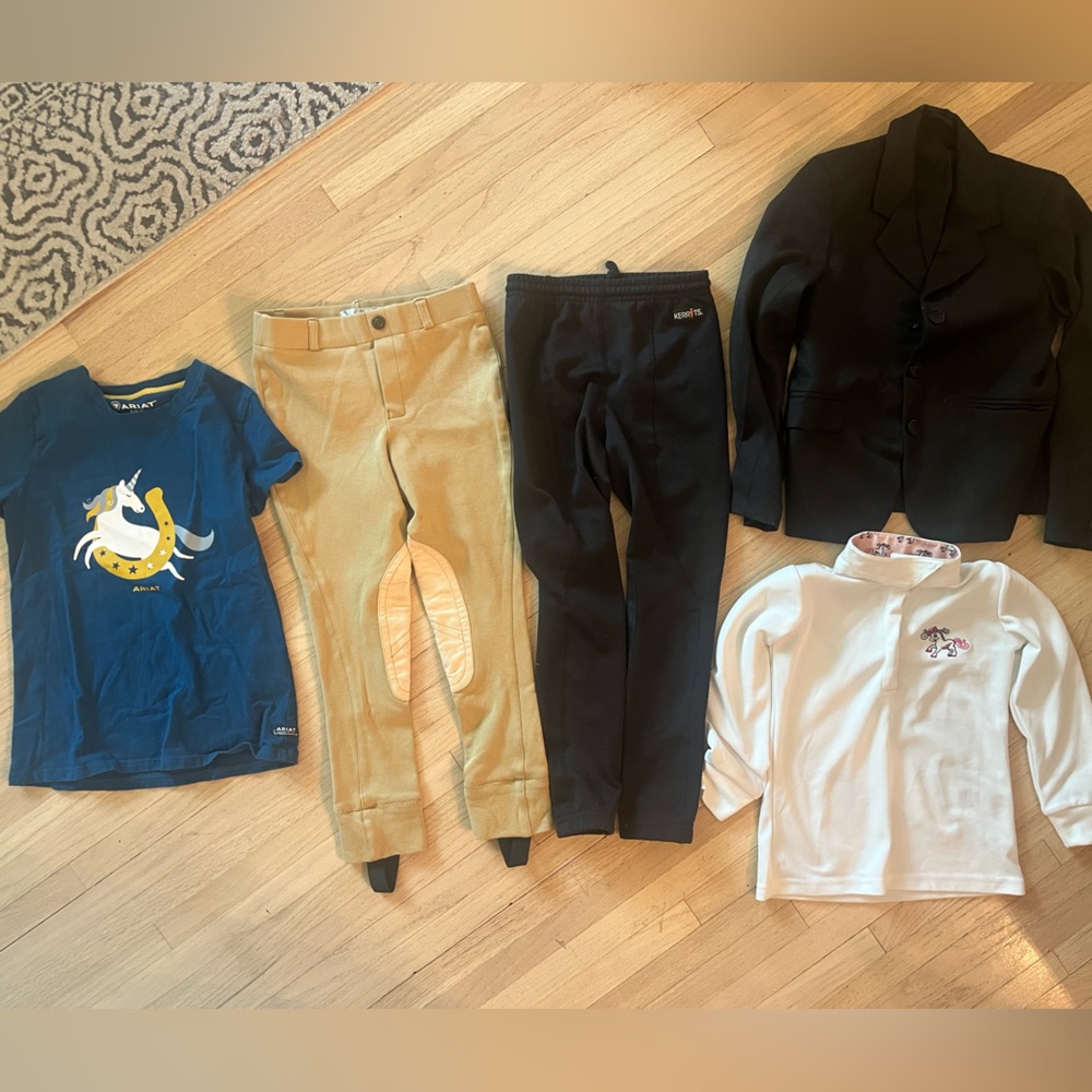 Kerrits Kids Equestrian Outfit - Blue, Tan, Black, White